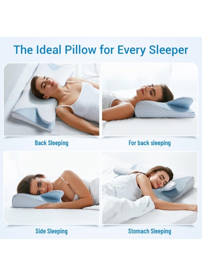 Memory Foam Butterfly Cervical Pillow 2-in-1, Ergonomic Orthopedic Neck & Shoulder Support, Contoured Bed Pillow for Pain Relief, Side, Back & Stomach Sleepers - Image 5